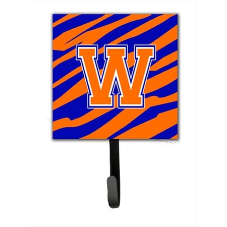 Carolines Treasures Letter W Initial Monogram - Tiger Stripe - Blue Orange Leash Holder Or Key Hook CJ1023-WSH4